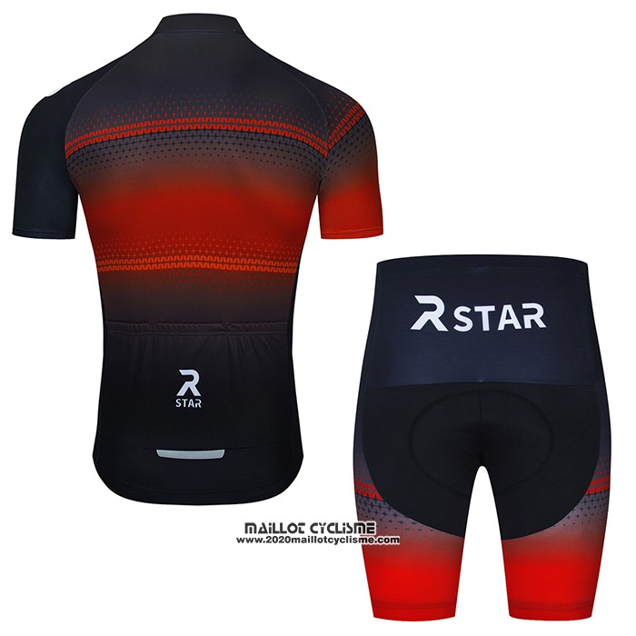 2021 Maillot Cyclisme R Star Noir Orange Manches Courtes et Cuissard